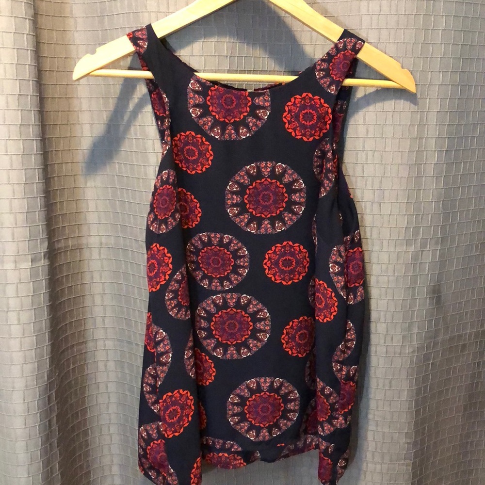 Navy and red medallion loose lightweight poly tank